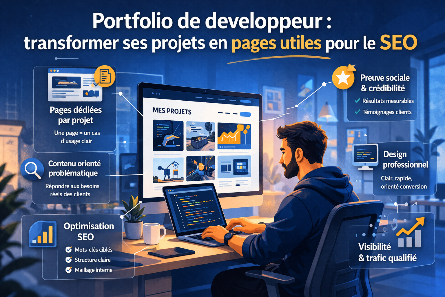 Portfolio de developpeur : transformer ses projets en pages utiles pour le SEO